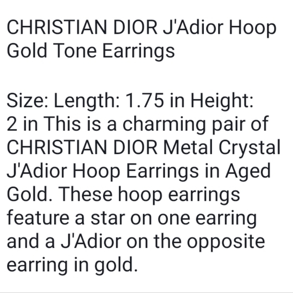Christian Dior J'Adior Hoop Gold Tone Earrings - Picture 4 of 4
